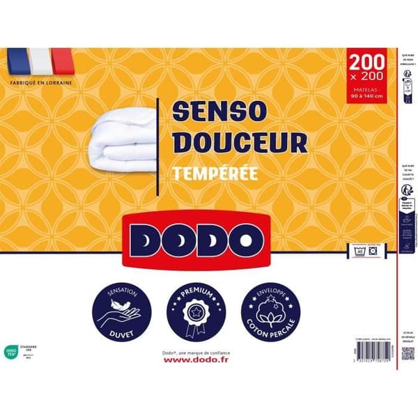 DODO - Tempererat täcke 350 g/m² - SENSO DOUCEUR - 200 x 200 cm - Vit