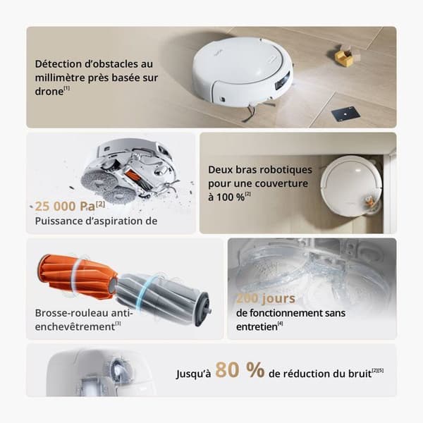 DJI ROMO S - Robotdammsugare och mopp med dockningsstation - 25000 Pa - 260 ml - Vit