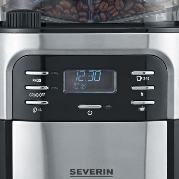 SEVERIN 4810 Kaffebryggare med filter och integrerad kvarn - svart och rostfritt stål - 1000W - 1,4 L