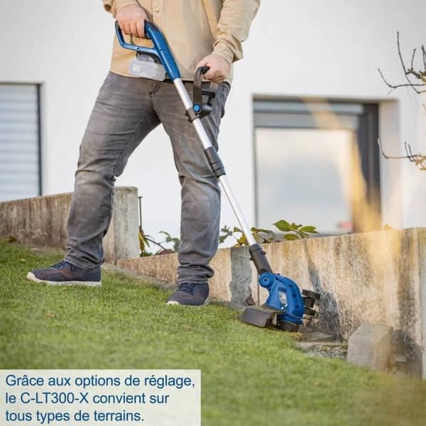 Scheppach C-LT300-X Sladdlös Grästrimmer - SET S2 - 30 cm Klippbredd - 2 x 20V 2Ah IXES Batterier + Dubbel Laddare