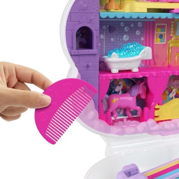 Polly Pocket - Rainbow Unicorn Frisörsalong Set - Frisörhuvud - 4 år+ HYD97