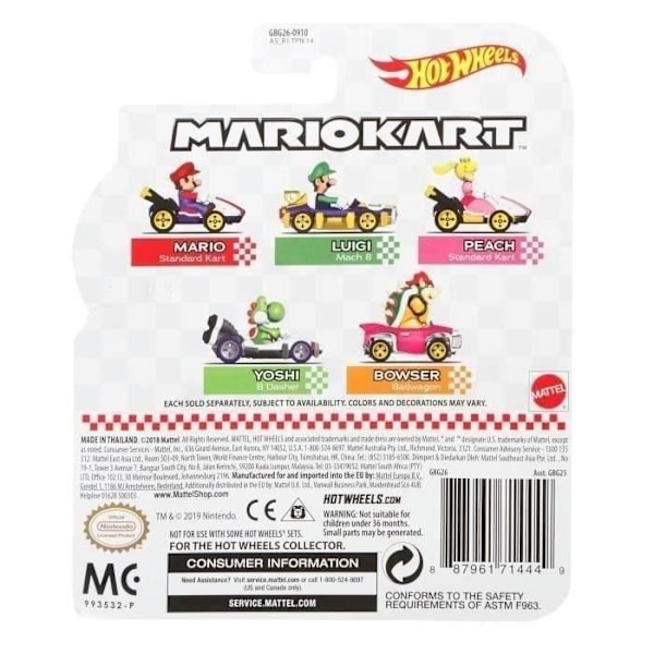 Hot Wheels - Mario Kart-fordon (slumpmässig modell) - Liten bil - 3 år och äldre GBG25