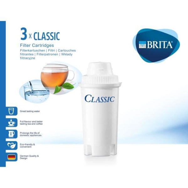 BRITA-paket med 3 klassiska vita filterpatroner