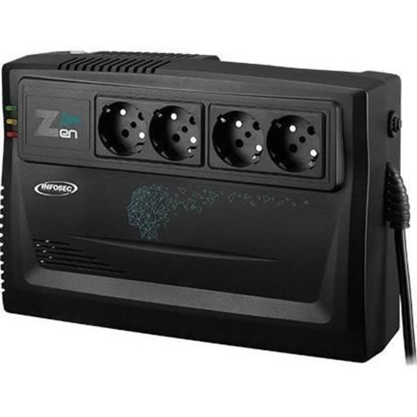 INFOSEC Zen Live 800 - Line Interactive 800 VA UPS 4-uttag FR / SCHUKO - 2 års garanti