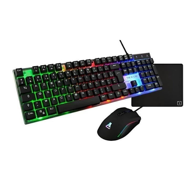 3 in 1 Gaming Combo - Bakgrundsbelyst gamingtangentbord och gamingmus + Musmatta - THE G-LAB - COMBO YTTRIUM Svart, Transparent