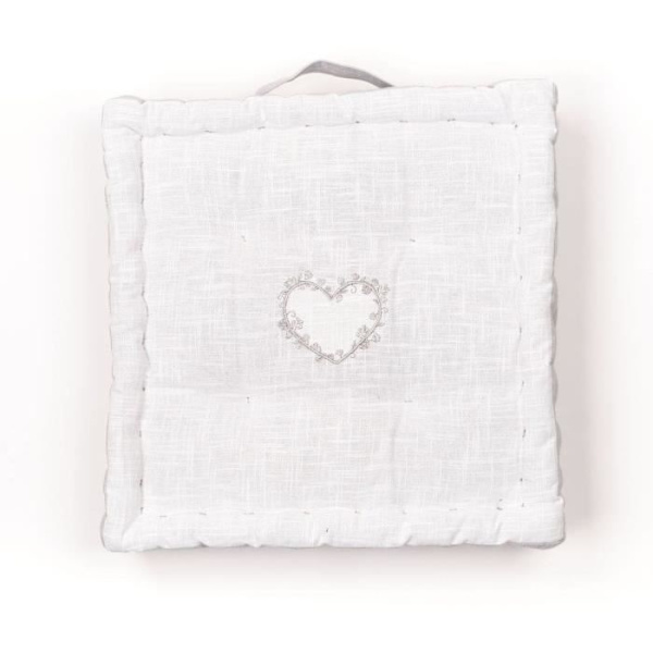 Golvkudde - TODAY - CHARME - Slub x Chambray x Constance Broderi - 40 x 40 x 10 cm