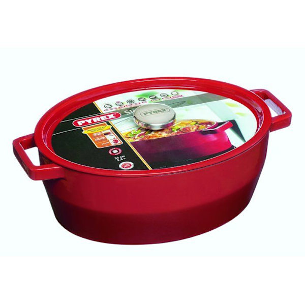 PYREX Slow Cook oval gryttskål 5,8 L röd