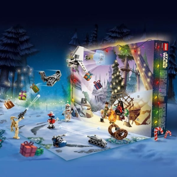 LEGO Star Wars 75366 Adventskalender 2023, med 24 julklappar inklusive 9 karaktärer, 10 fordonsleksaker