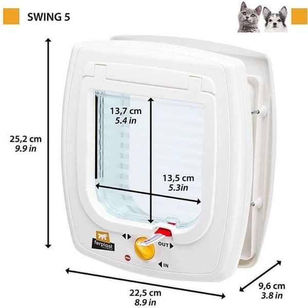 Kattlucka - FERPLAST - Swing 5 - 22,5 x 16,2 x 25,2 cm - Grå