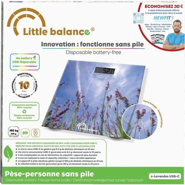 Badrumsvåg - LITTLE BALANCE - USB-C - Lavendel