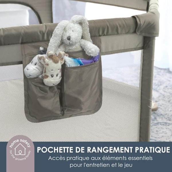 Explore Park - DREAMBABY - 6 sidor med tygbas och vadderad ram - Ø 1,40 m - H 70 cm - Taupe