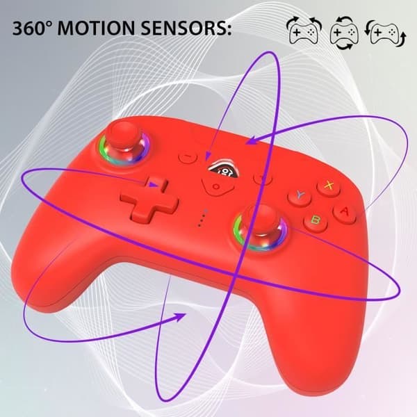 Trådlös kontroll - SUBSONIC - Switch 2 / Switch - Programmerbara lysdioder - Vibrationer - Gyroskop - Röd