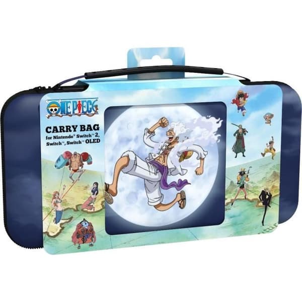 Skydds- och bärfodral - KONIX - One Piece Nintendo Switch 2 - Tillbehörsförvaring - Luffy Gear 5 design - Blå