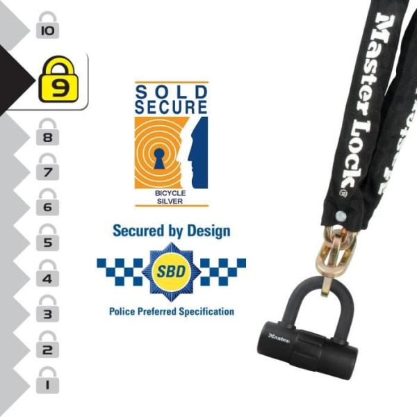 Masterlock L0.9 högsäker motorcykelkedjelås