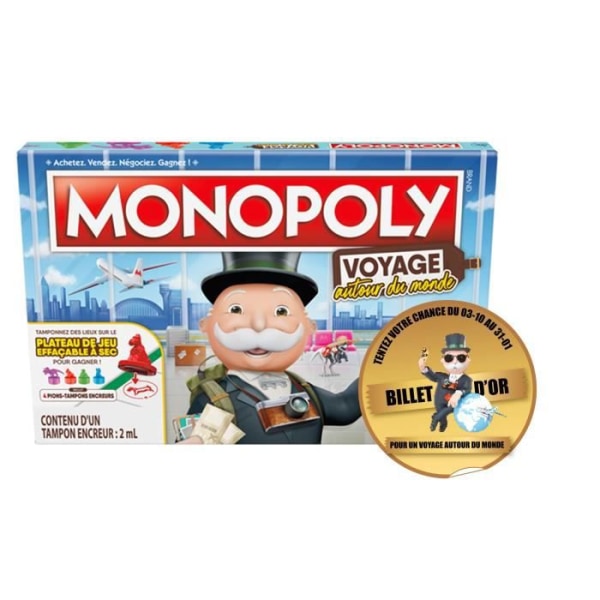 Monopol reser runt om i världen, samhällsspel, 8 år - version med 100% vinnande guldbiljett