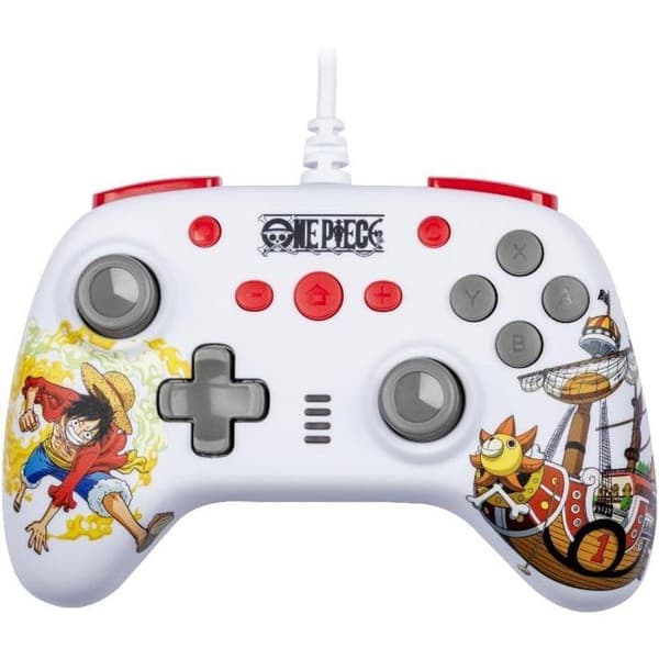 Gamepad - Nintendo Switch, Switch 2 och PC - One Piece - Kabelansluten - Vit - Vibrationsfunktion - 3m Kabel - Luffy - Konix