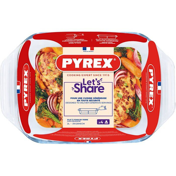 Rektangulär ugnsform - PYREX - Dela med dig - 31 x 20 cm - Glas