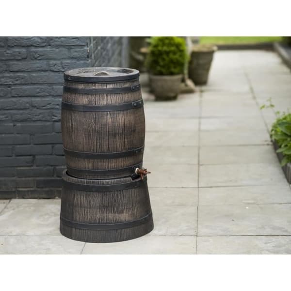 Fatformad vattenuppsamlare - NATURE - Rotationsgjuten PE - 50 liter - Tillbehör ingår