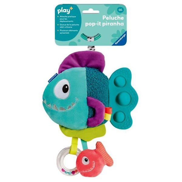 Ravensburger play+, Pop-it mjukis - Blue Piranha, 6-36 månader, Första ålder, baby
