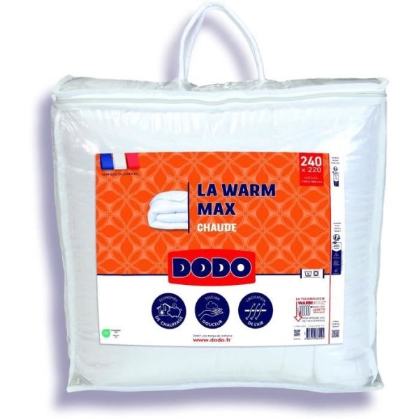 Täcke 220x240 cm DODO LA WARM MAX - varm - 100% polyester - 2 personer - vit