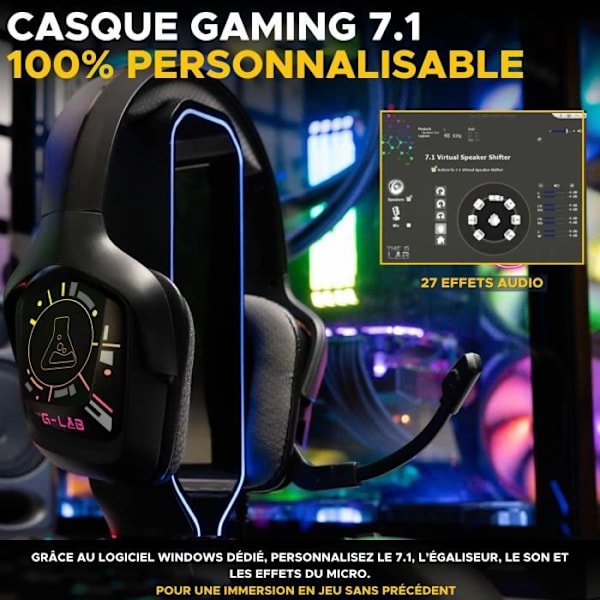 Kabelanslutet spelheadset - The G-Lab - KORP COBALT 7.1 - 7.1 Surround Sound - USB - RGB