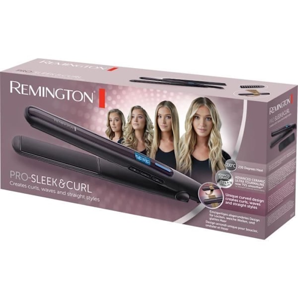 REMINGTON S6505 PRO-SLEEK & CURL Plattång och Locktång - 230°C - Snabb uppvärmning - Turbo - Påse - Svart