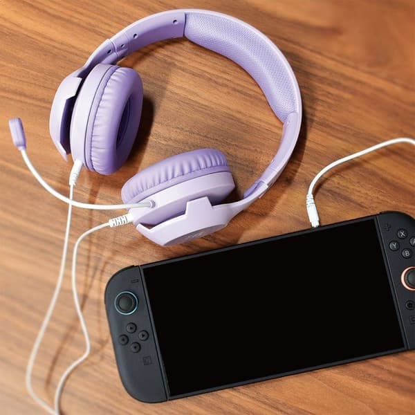 Gamingheadset - Trådbundet - Nintendo Switch 2 - Hori - Flexibel mikrofon - Lavendel