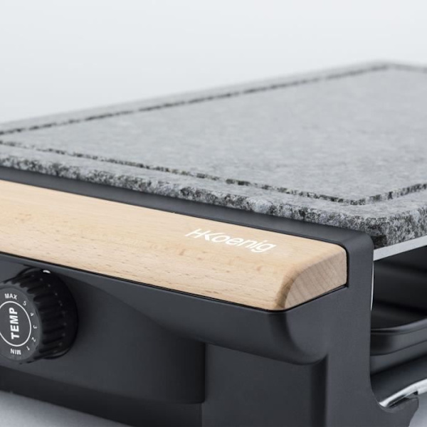 H.KoeNIG - RP320 - 2-i-1 grill - Bakstensfunktion och grillfunktion - 37 x 23 cm - Trähandtag - 1300 W
