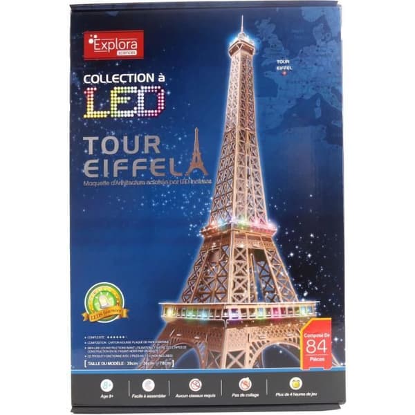 3D Light-Up Pussel - Hela Eiffel - Byggspel - UPPLORA - 84 bitar - Ålder 8+