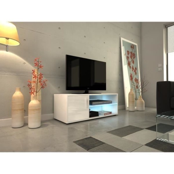 KORA Modernt TV-skåp med vitlackerad LED-belysning - L 100 cm