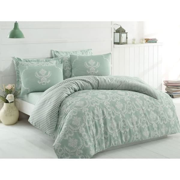 Bäddset - 1 påslakan 220 x 240 cm + 2 örngott 60 x 60 cm - 65% bomull, 35% polyester - Grön