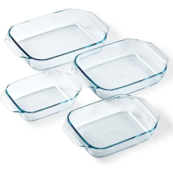Set med 4 ugnsformar - PYREX - Glas - Rektangulär - 27/31/35/39 cm