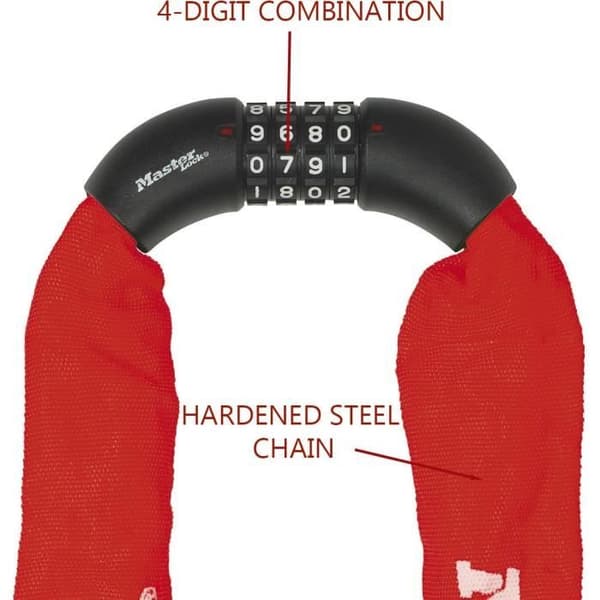 MASTER LOCK Cykelkedjelås [Kombination] [90 cm kedja] [Röd] 8392EURDPROCOLR