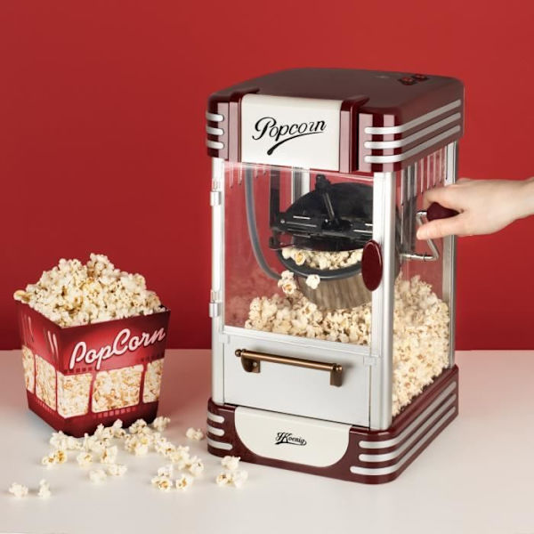 Popcornmaskin - HKoeNIG - Retrodesign - Kapacitet 50g - Innerbelysning