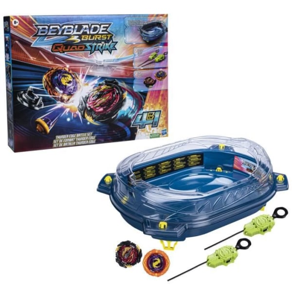 Beyblade Burst Quadstrike, Thunder Edge Combat Set med Arene Beystadium, 2 Toupies och 2 Launchers, från 8 år