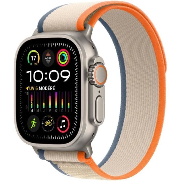 Apple Watch Ultra 2 GPS + Cellular - 49 mm - Titanfodral - Orange/Beige Trail Loop-rem - S/M
