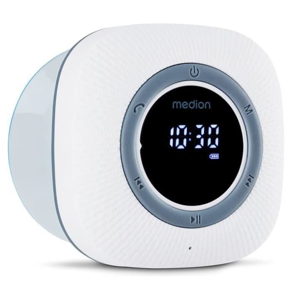 Duschradio - MEDION - FM - Bluetooth - IPX6 - Sugkoppsfäste - Vit