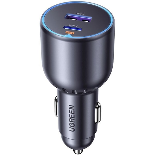 Billaddare - UGREEN - 1 USB-C + 1 USB-A - 63W - Grå