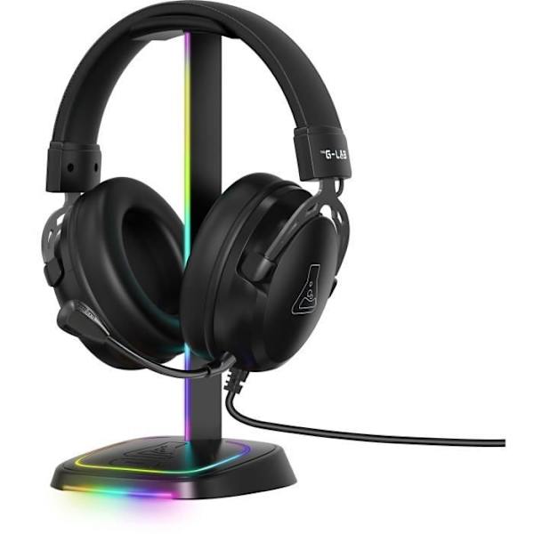 Stativ för gamingheadset - The G-Lab - K-STAND-NEON RGB - USB/USB-C HUB - Kabelansluten - RGB-belysning - Svart