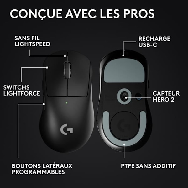 Gamingmus - trådlös - Logitech - G Pro X Superlight 2 DEX - Svart