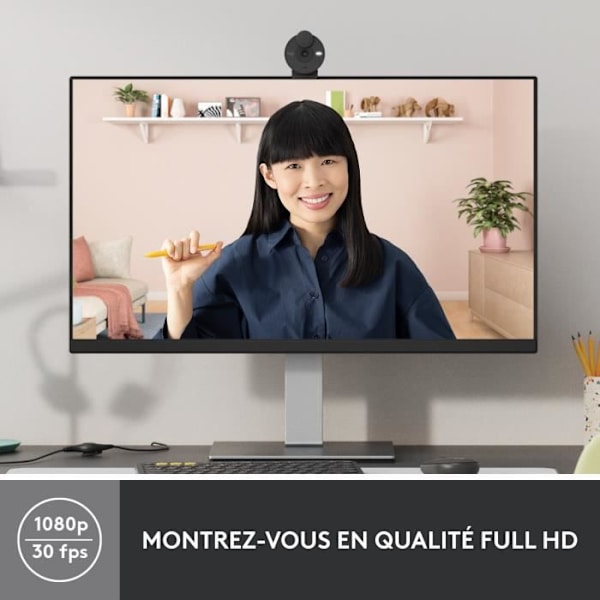 Logitech Brio 300 full HD -webbkamera med konfidentialitet, mikrobrusreducering, USB -C - Grafit
