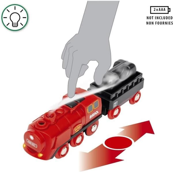 Ångbatteri Lokomotivkrets - BRIO World - 36017 - Träkrets - RAVENSBURGER - Röd