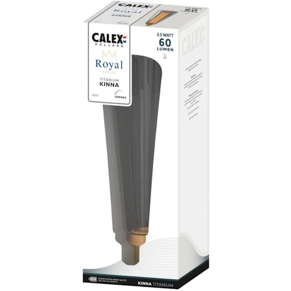 E27 LED-lampa - CALEX - ROYAL KINNA - 3,5 W - 60 lm - 2000 K - Variabel intensitet - Titanium