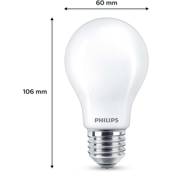 LED-lampa - PHILIPS - Classic - 60 W - A60 E27 - Varmvit - Ej dimbar x 3