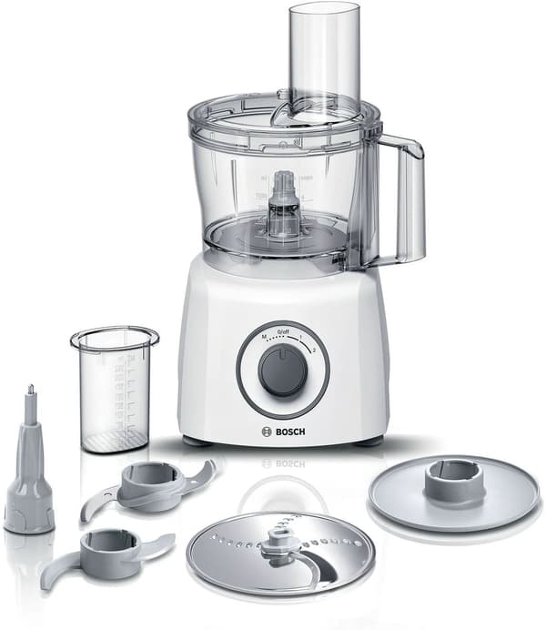 Bosch MultiTalent3 MCM3100W matberedare 800 W, 2,3 L, 2 hastigheter + puls, vit/grå Vit/grå Kompakt