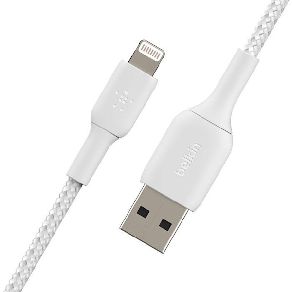 Flätad kabel - BELKIN - Lightning till USB-A - 2 m - Vit