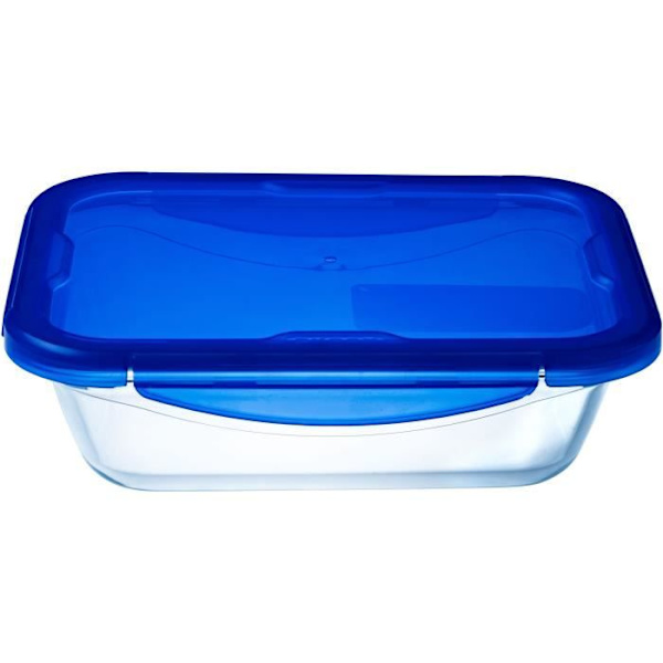 Set med 3 matlådor - PYREX - Cook & Go - Glas - Rektangulär - Lufttätt lock - 0,8 L