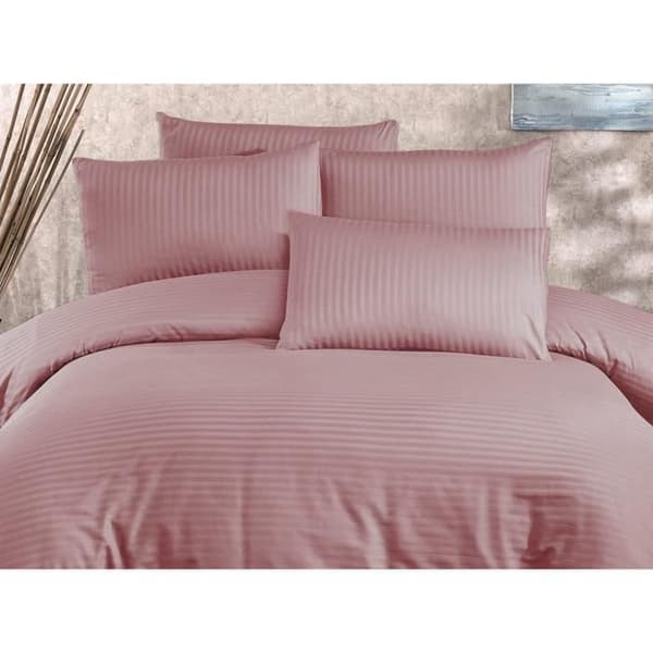 Bäddset - 1 påslakan 220 x 240 cm + 2 örngott 60 x 60 cm - 80% bomull, 20% polyester - Puderfärgad