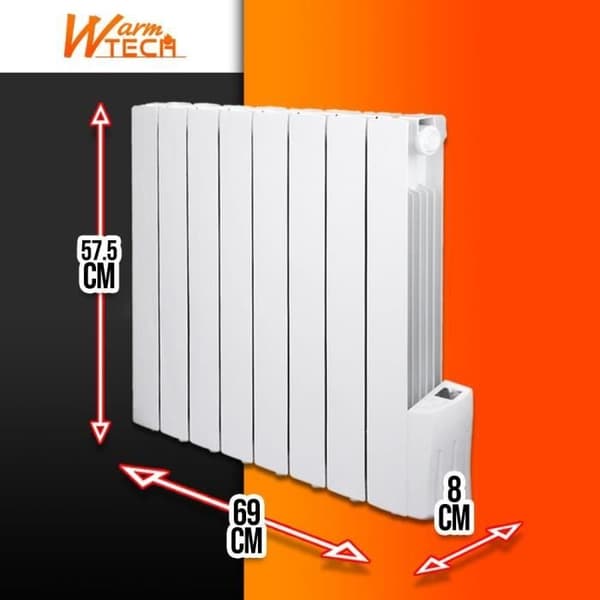 Elektrisk tröghetsradiator - 1200W - WARM TECH - 230V - Upp till 50m3 - Vit
