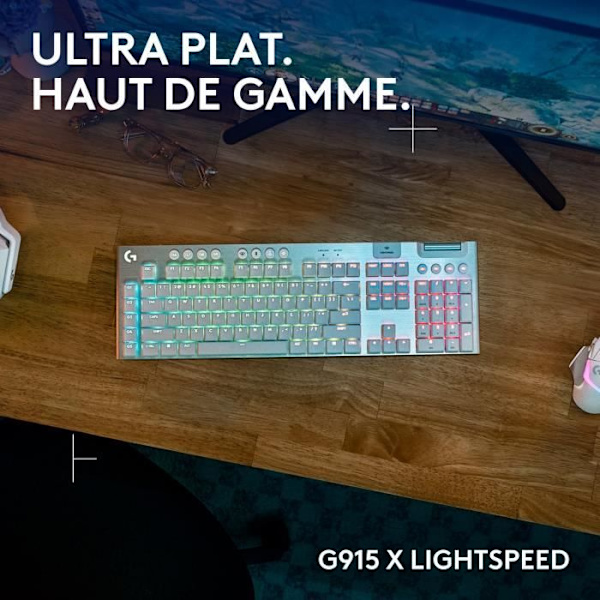 Speltangentbord - trådlöst - Logitech G - G915 X - Touch switch - AZERTY - Vit